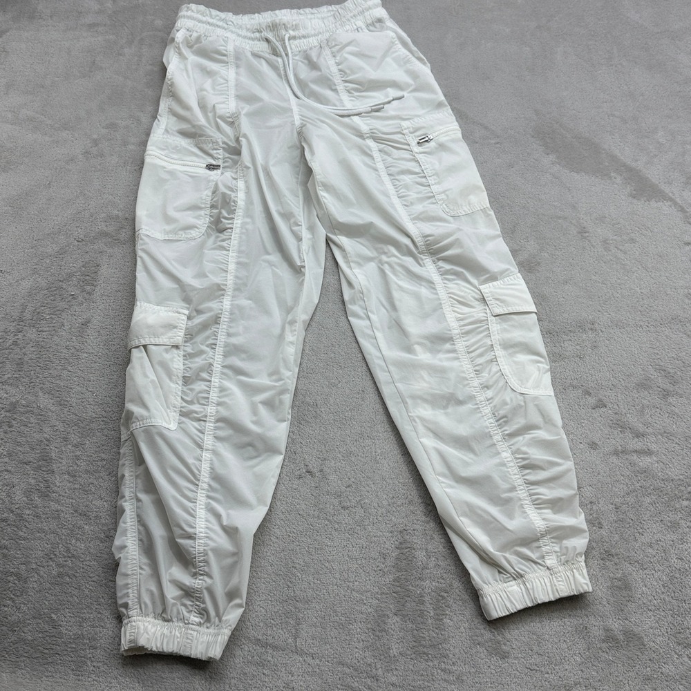 Athleta Parachute Cargo Pants Women's 0 White Ruched Jogger Utility Y2K Gorpcore